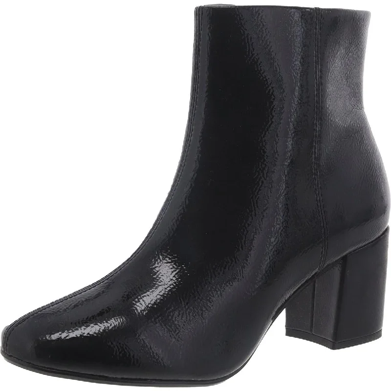 Clarks Womens Chantellstone Patent Block Heel Ankle Boots