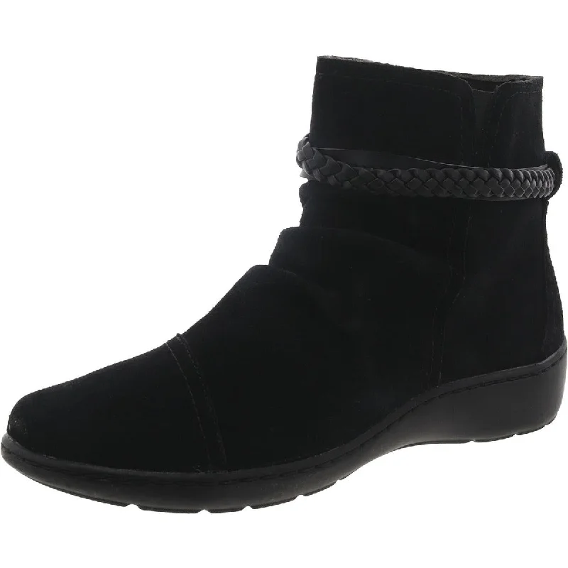 Clarks Womens CORA BRAIDBOOT Suede Comfy Ankle Boots