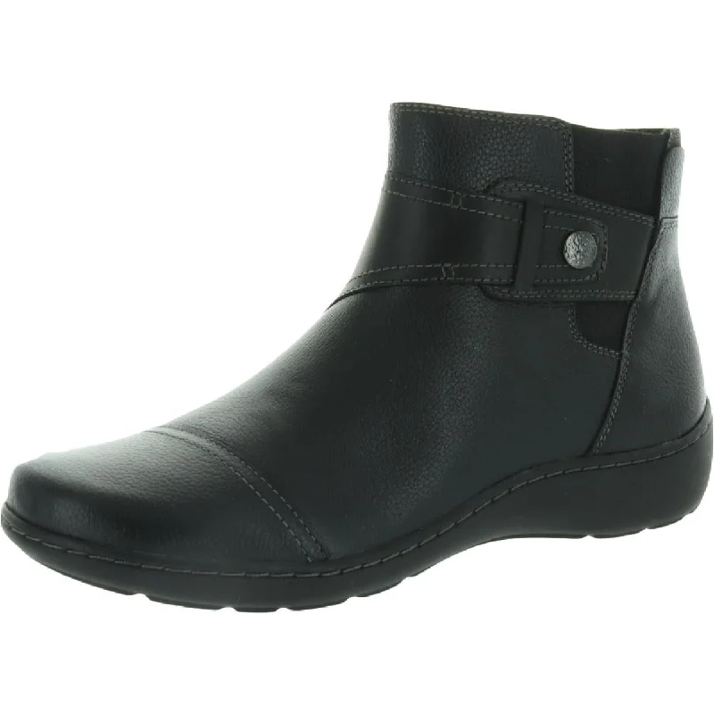 Clarks Womens Cora Tropic Pebbled Leather Booties