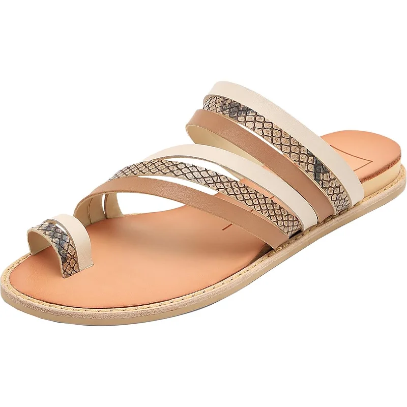 Dolce Vita Womens Nelly Leather Slip On Flat Sandals