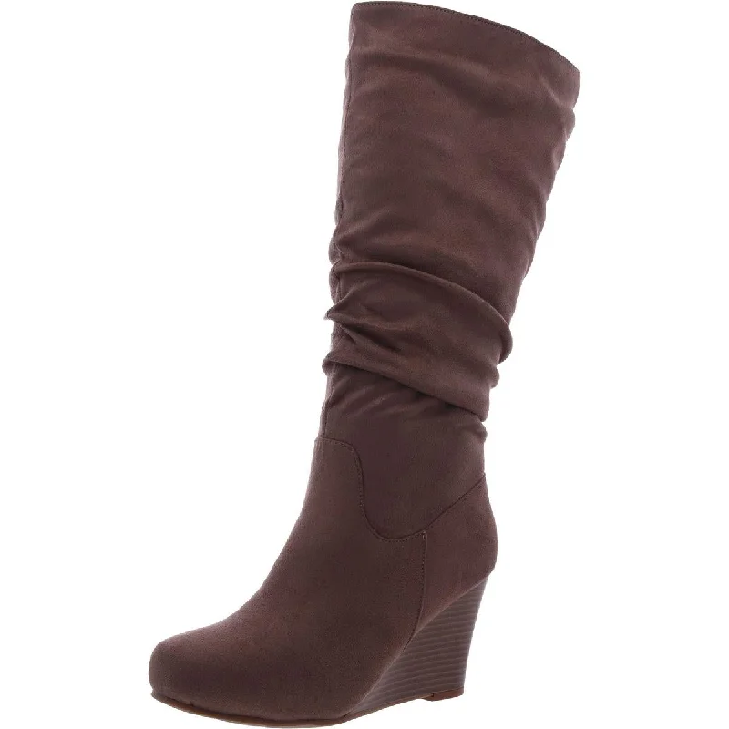 Journee Collection Womens Faux Suede Wide Calf Knee-High Boots