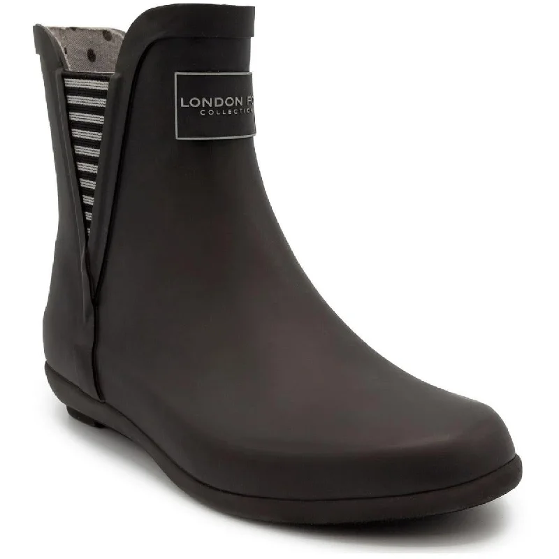 London Fog Womens Piccadilly Faux Leather Ankle Rain Boots