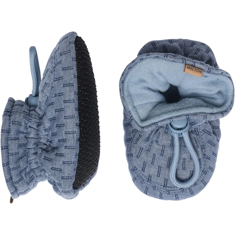 MELTON Textile Slippers Structure Blue Denim