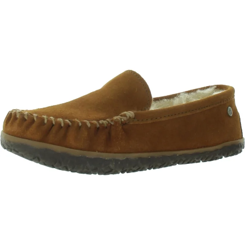 Minnetonka Womens Terese Suede Shearling Moccasin Slippers