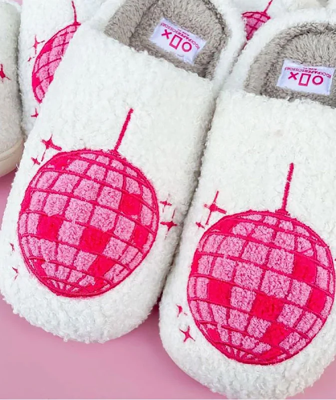 Pink Disco Ball Comfy Slippers