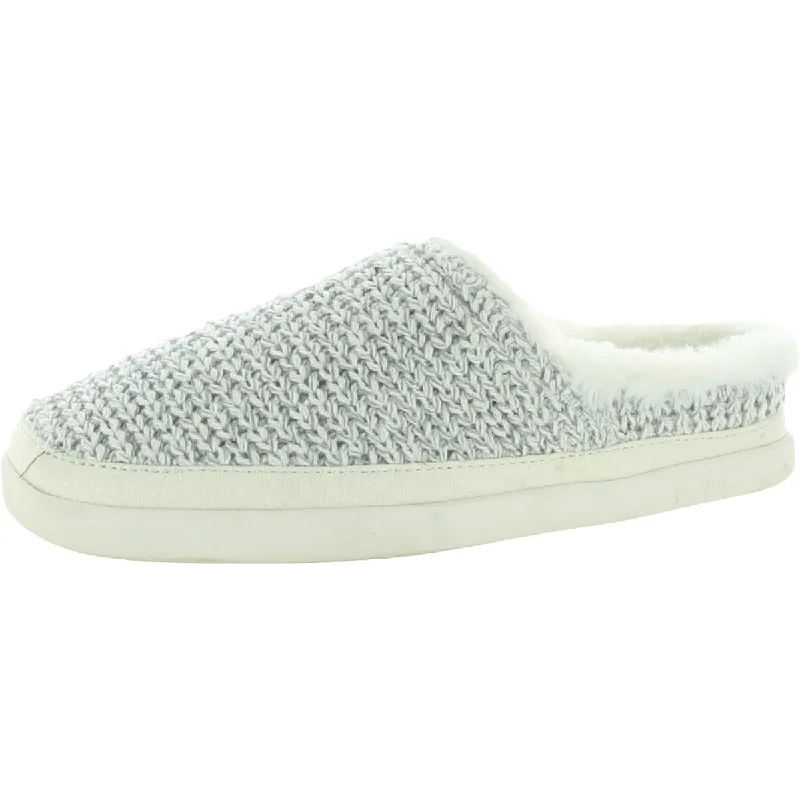 Toms Womens Sage  Sweater Knit Faux Fur Lined Scuff Slippers