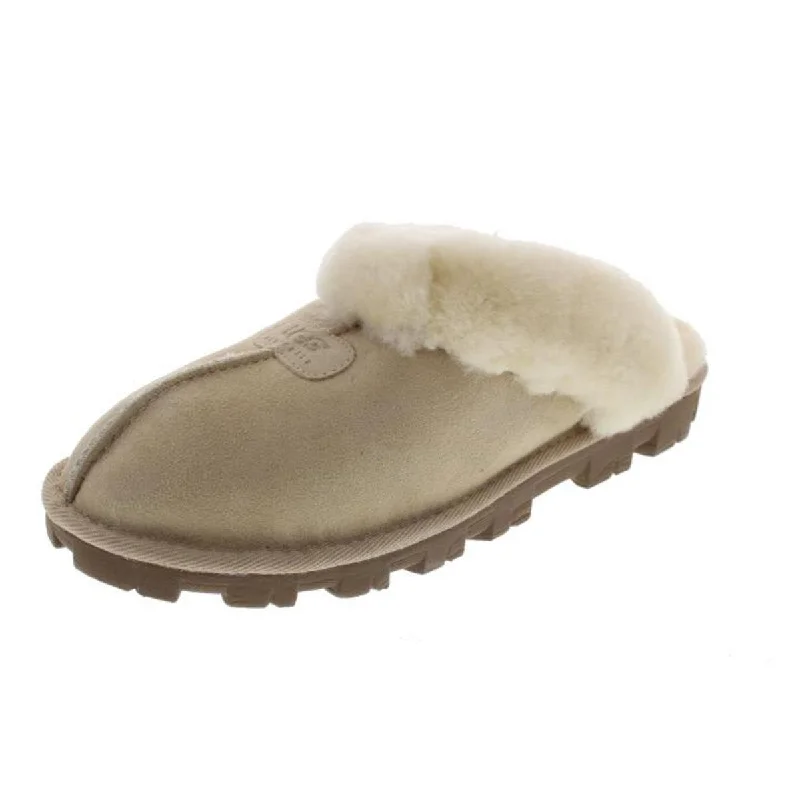 Ugg Coquette Women's Leather Fur Trim Slide Mule Slippers