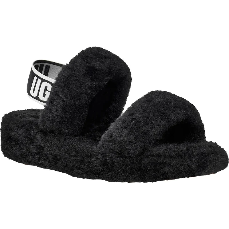 Ugg Womens Oh Yeah Shearling Open Toe Slip-On Slippers