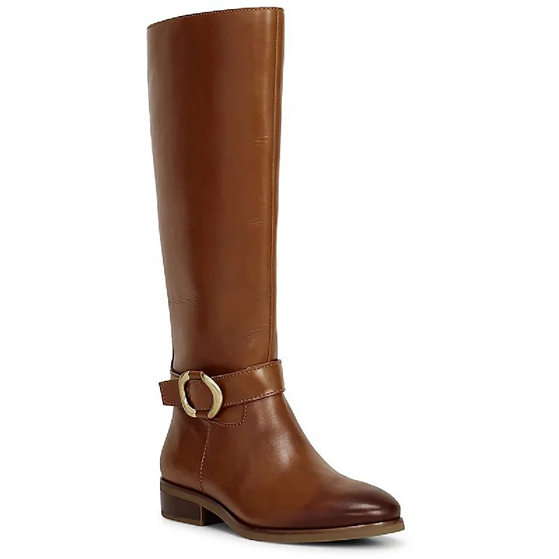 Vince Camuto Womens Samtry Leather Stacked Heel Knee-High Boots