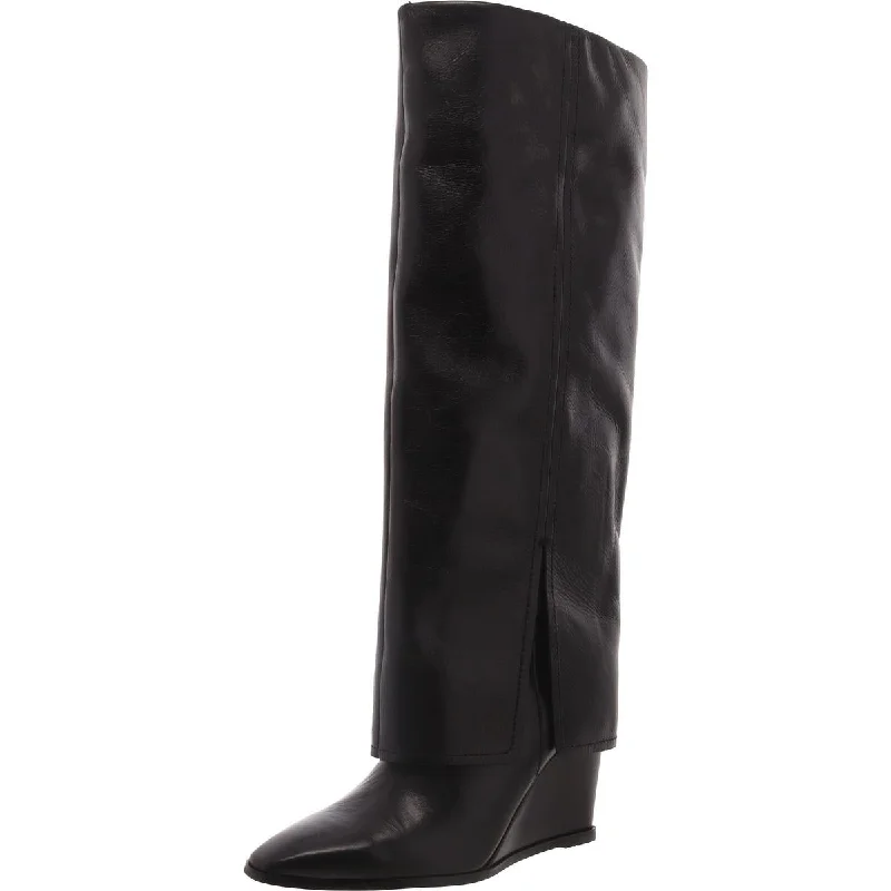 Vince Camuto Womens Tibani 2 Leather Cuffed Knee-High Boots