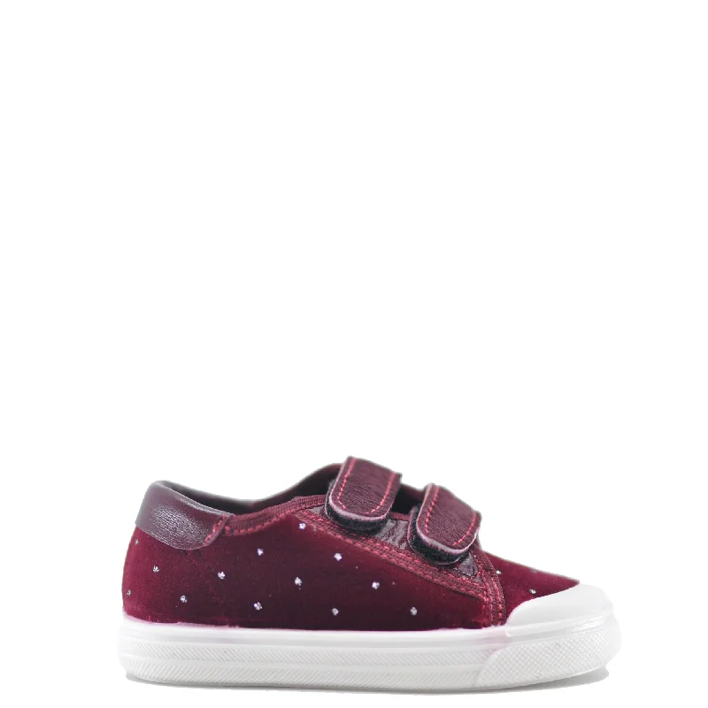 Pepe Burgundy Crystal Velvet Velcro Sneaker